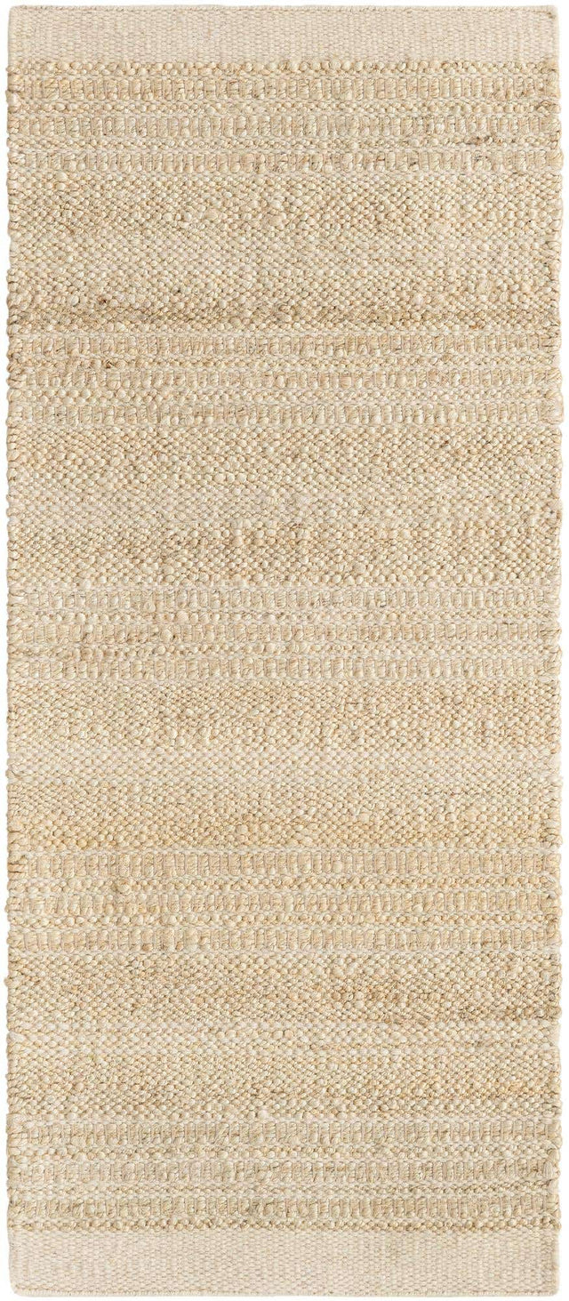 Ivory and White 2' x 5' 1 Lariat Runner Area Rug All Natural Jute & Wool With Cotton Backing Premium Carpet for Living Rooms, Dining, Office for Sale at Rug Engine