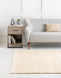 Ivory and White 5' 1 x 8' Lariat Rectangle Area Rug All Natural Jute & Wool With Cotton Backing Premium Carpet for Living Rooms, Dining, Office for Sale at Rug Engine