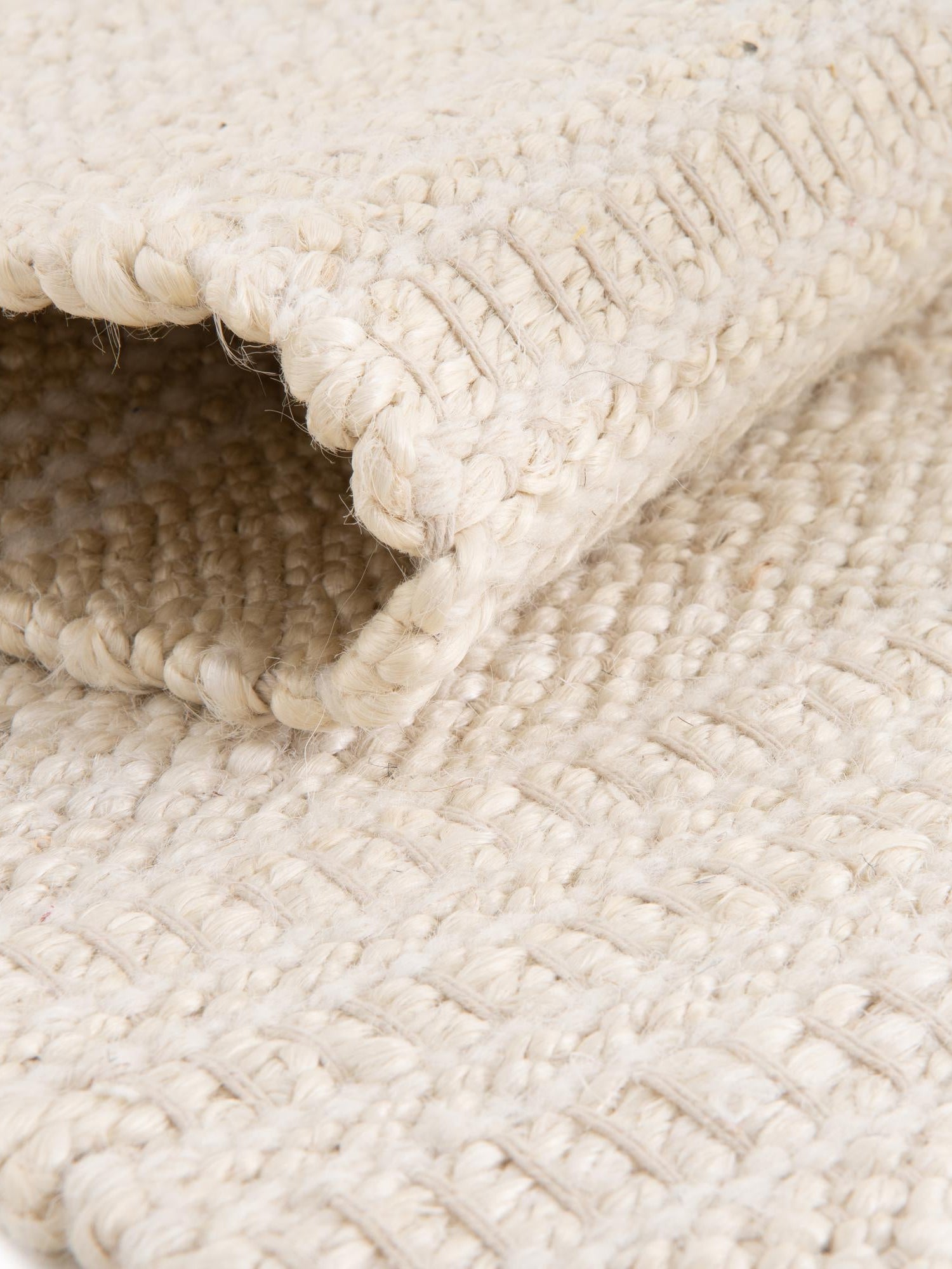 Ivory and White 4' 1 x 6' 1 Lariat Rectangle Area Rug All Natural Jute & Wool With Cotton Backing Premium Carpet for Living Rooms, Dining, Office for Sale at Rug Engine