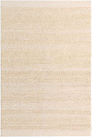 Ivory and White 5' 1 x 8' Lariat Rectangle Area Rug All Natural Jute & Wool With Cotton Backing Premium Carpet for Living Rooms, Dining, Office for Sale at Rug Engine