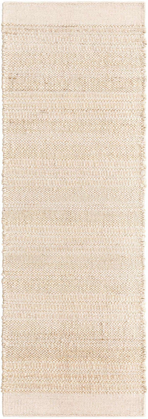 Ivory and White 2' x 6' 1 Lariat Runner Area Rug All Natural Jute & Wool With Cotton Backing Premium Carpet for Living Rooms, Dining, Office for Sale at Rug Engine