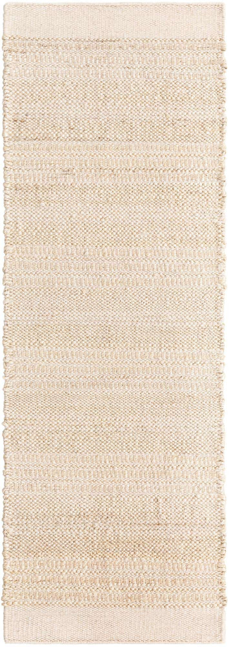 Ivory and White 2' x 6' 1 Lariat Runner Area Rug All Natural Jute & Wool With Cotton Backing Premium Carpet for Living Rooms, Dining, Office for Sale at Rug Engine