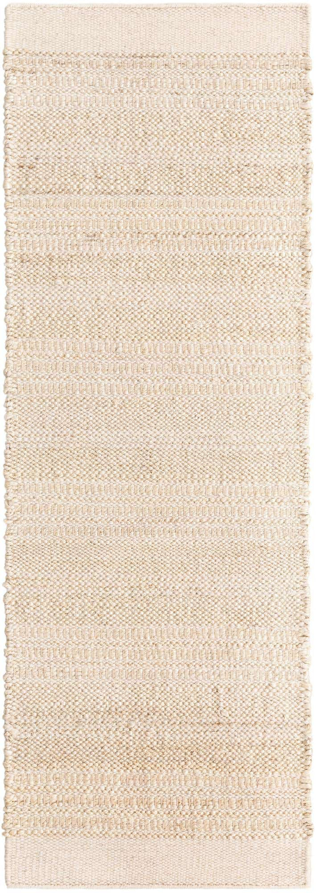 Ivory and White 2' x 6' 1 Lariat Runner Area Rug All Natural Jute & Wool With Cotton Backing Premium Carpet for Living Rooms, Dining, Office for Sale at Rug Engine
