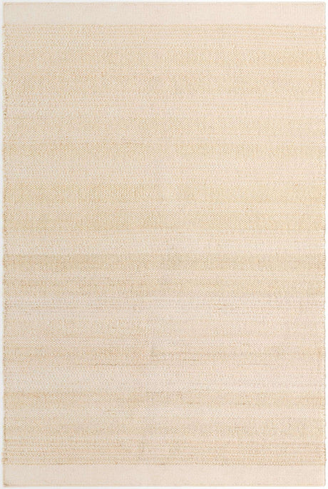 Ivory and White 6' 1 x 9' Lariat Rectangle Area Rug All Natural Jute & Wool With Cotton Backing Premium Carpet for Living Rooms, Dining, Office for Sale at Rug Engine