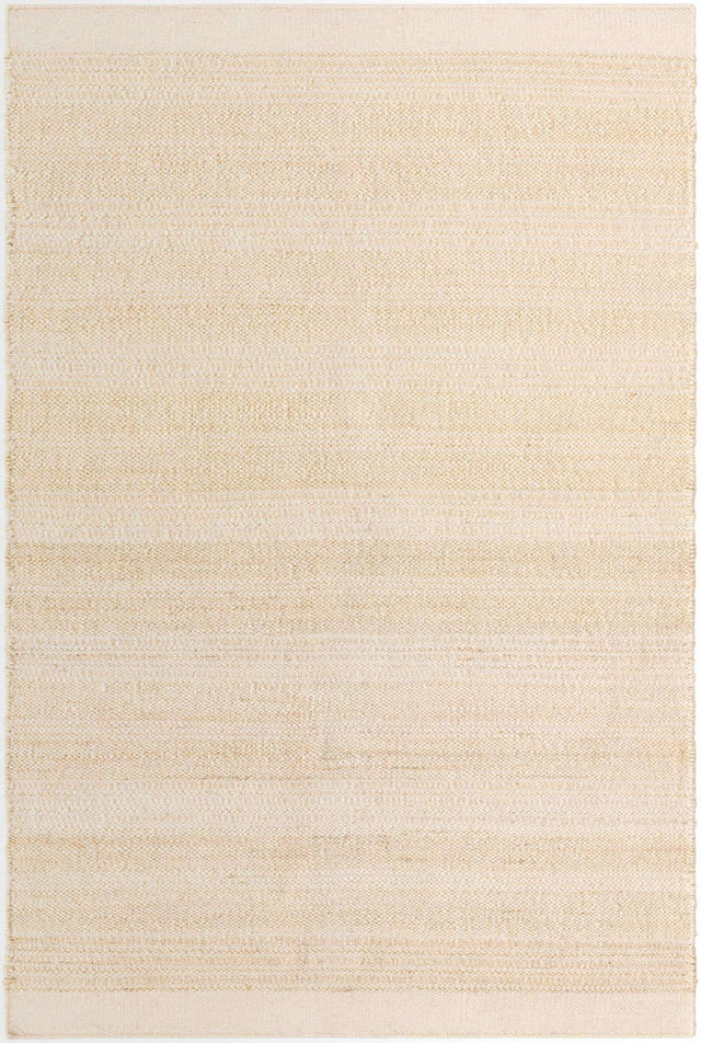 Ivory and White 6' 1 x 9' Lariat Rectangle Area Rug All Natural Jute & Wool With Cotton Backing Premium Carpet for Living Rooms, Dining, Office for Sale at Rug Engine