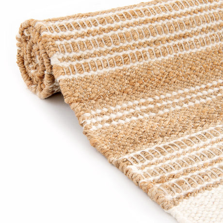 Natural 6' 1 x 9' Lariat Rectangle Area Rug All Natural Jute & Wool With Cotton Backing Premium Carpet for Living Rooms, Dining, Office for Sale at Rug Engine