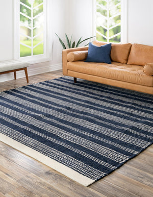 Navy Blue 10' x 10' Lariat Square Area Rug All Natural Jute & Wool With Cotton Backing Premium Carpet for Living Rooms, Dining, Office for Sale at Rug Engine