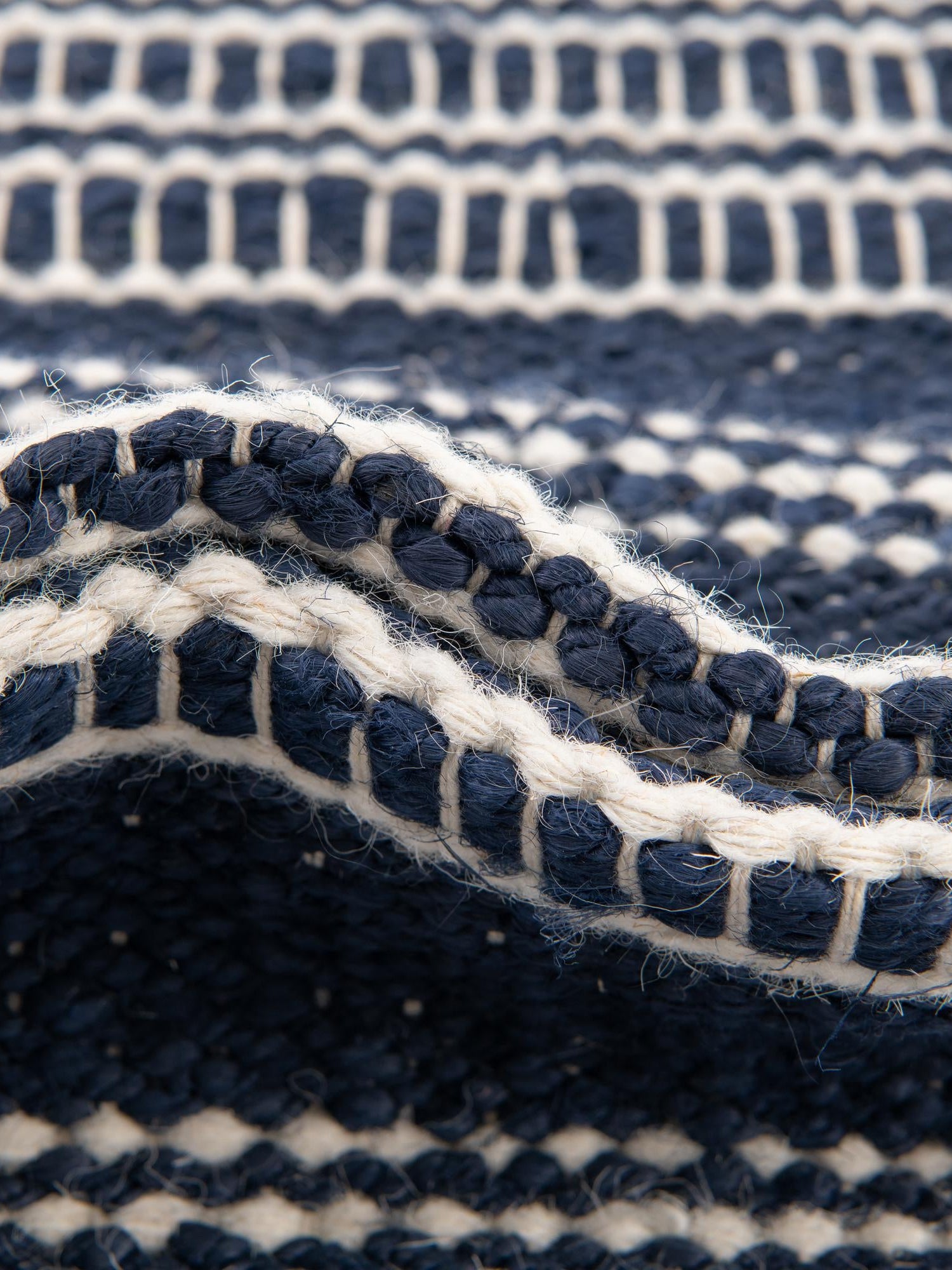 Navy Blue 5' 1 x 8' Lariat Rectangle Area Rug All Natural Jute & Wool With Cotton Backing Premium Carpet for Living Rooms, Dining, Office for Sale at Rug Engine