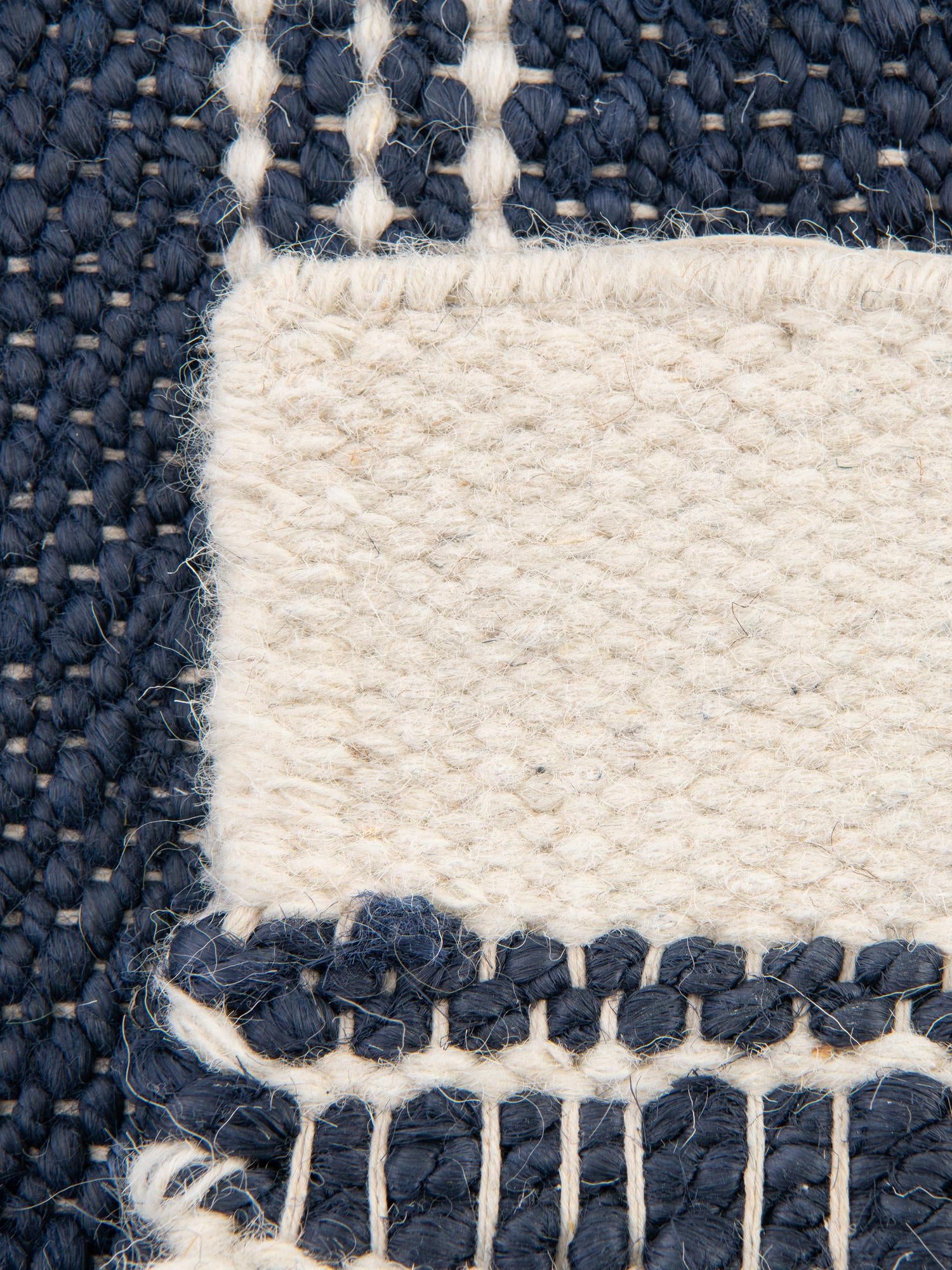 Navy Blue 2' 2 x 3' 1 Lariat Rectangle Area Rug All Natural Jute & Wool With Cotton Backing Premium Carpet for Living Rooms, Dining, Office for Sale at Rug Engine