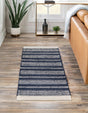 Navy Blue 2' 7 x 10' Lariat Runner Area Rug All Natural Jute & Wool With Cotton Backing Premium Carpet for Living Rooms, Dining, Office for Sale at Rug Engine