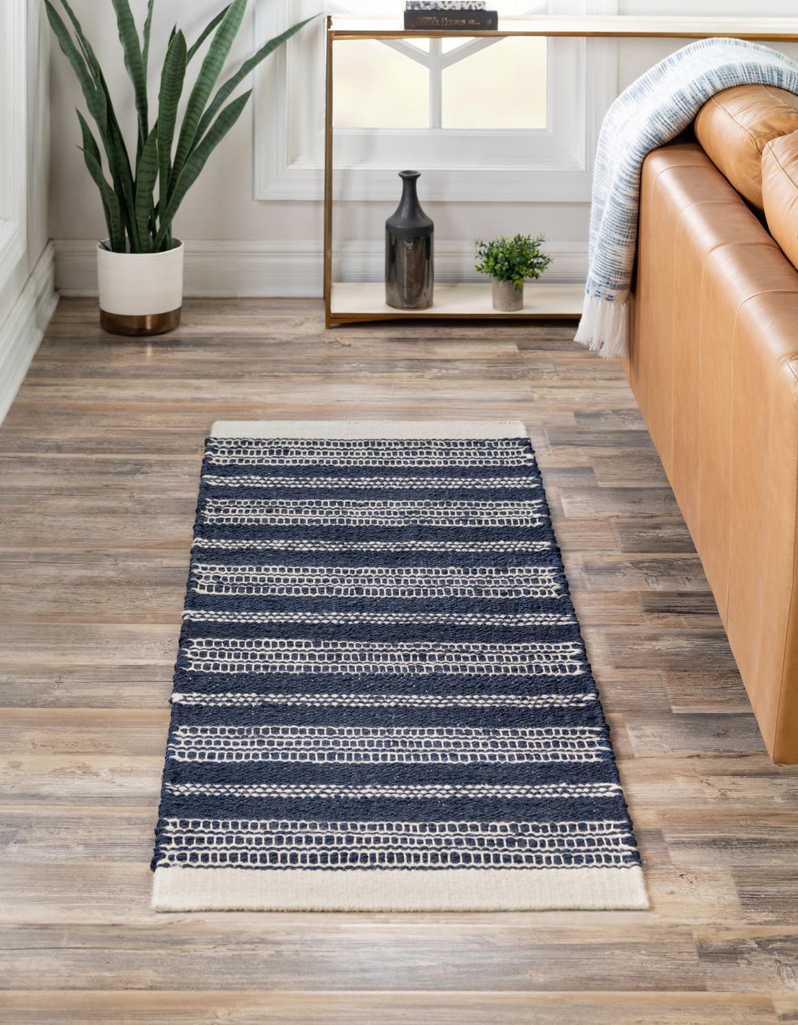 Navy Blue 2' 7 x 12' Lariat Runner Area Rug All Natural Jute & Wool With Cotton Backing Premium Carpet for Living Rooms, Dining, Office for Sale at Rug Engine