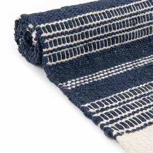 Navy Blue 2' x 6' 1 Lariat Runner Area Rug All Natural Jute & Wool With Cotton Backing Premium Carpet for Living Rooms, Dining, Office for Sale at Rug Engine