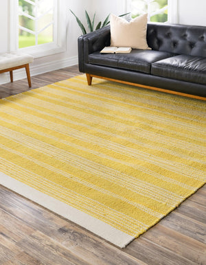 Sunshine Yellow 10' x 10' Lariat Square Area Rug All Natural Jute & Wool With Cotton Backing Premium Carpet for Living Rooms, Dining, Office for Sale at Rug Engine