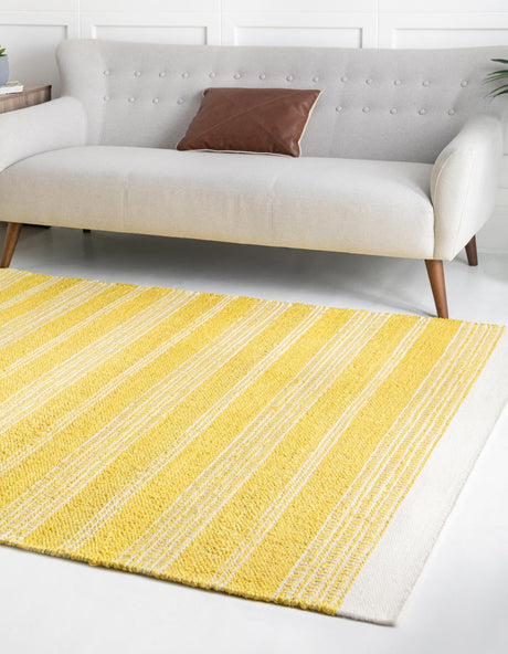 Sunshine Yellow 2' 2 x 3' 1 Lariat Rectangle Area Rug All Natural Jute & Wool With Cotton Backing Premium Carpet for Living Rooms, Dining, Office for Sale at Rug Engine