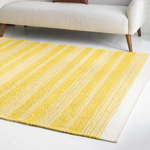 Sunshine Yellow 6' 1 x 9' Lariat Rectangle Area Rug All Natural Jute & Wool With Cotton Backing Premium Carpet for Living Rooms, Dining, Office for Sale at Rug Engine