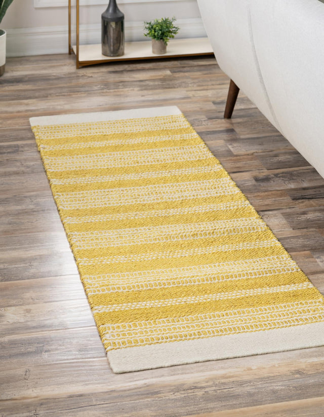 Sunshine Yellow 2' x 6' 1 Lariat Runner Area Rug All Natural Jute & Wool With Cotton Backing Premium Carpet for Living Rooms, Dining, Office for Sale at Rug Engine