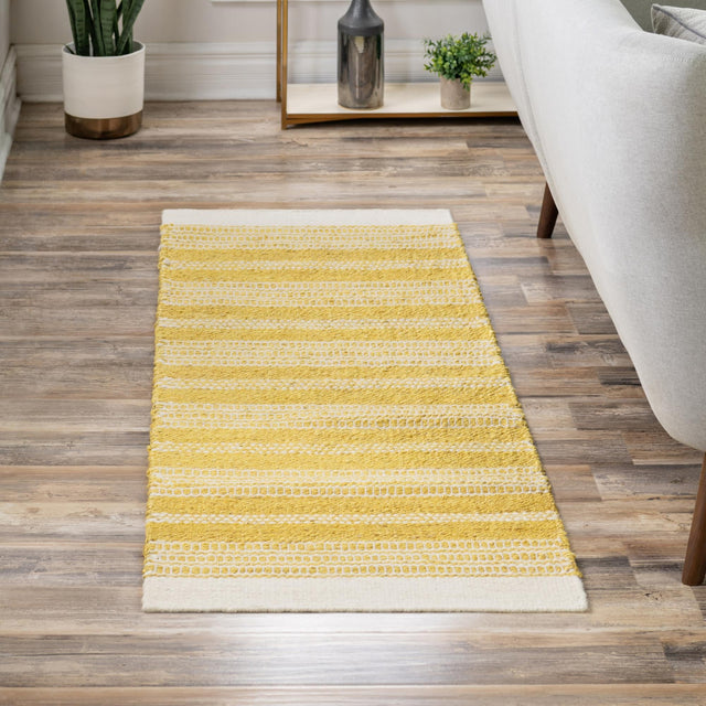 Sunshine Yellow 2' x 6' 1 Lariat Runner Area Rug All Natural Jute & Wool With Cotton Backing Premium Carpet for Living Rooms, Dining, Office for Sale at Rug Engine