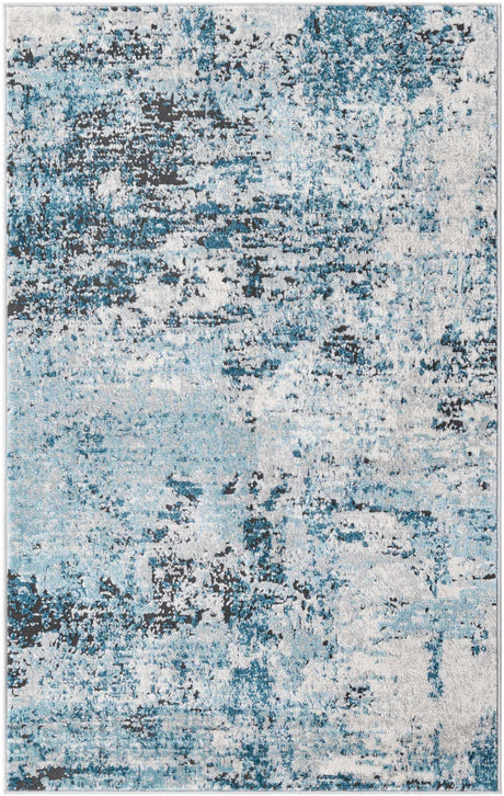 Blue 3' 3 x 5' 3 Leipzig Rectangle Area Rug 75% Polypropylene & 25% Polyester Modern Contemporary Carpet for Kitchens, Bedroom, Living Room Home Decor for Sale at Rug Engine
