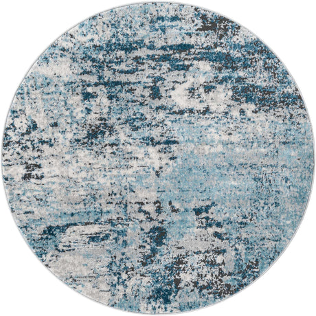 Blue 4' 1 x 4' 1 Leipzig Round Area Rug 75% Polypropylene & 25% Polyester Modern Contemporary Carpet for Kitchens, Bedroom, Living Room Home Decor for Sale at Rug Engine