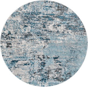 Blue 5' 3 x 5' 3 Leipzig Round Area Rug 75% Polypropylene & 25% Polyester Modern Contemporary Carpet for Kitchens, Bedroom, Living Room Home Decor for Sale at Rug Engine