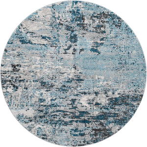 Blue 7' 10 x 7' 10 Leipzig Round Area Rug 75% Polypropylene & 25% Polyester Modern Contemporary Carpet for Kitchens, Bedroom, Living Room Home Decor for Sale at Rug Engine