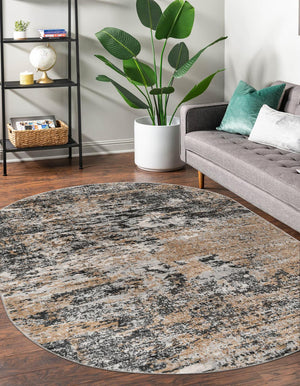 Beige 5' 3 x 8' Leipzig Oval Area Rug 75% Polypropylene & 25% Polyester Modern Contemporary Carpet for Kitchens, Bedroom, Living Room Home Decor for Sale at Rug Engine
