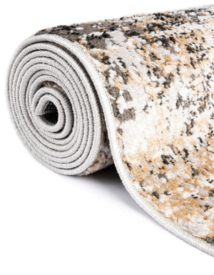 Beige 5' 3 x 8' Leipzig Oval Area Rug 75% Polypropylene & 25% Polyester Modern Contemporary Carpet for Kitchens, Bedroom, Living Room Home Decor for Sale at Rug Engine