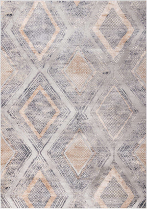 Gray Cream 10' x 14' 1 Caspian Rectangle Area Rug 60% Polypropylene & 40% Polyester With Cotton Backing Modern Chic Carpet for Home Interior Design Decorating for Sale at Rug Engine