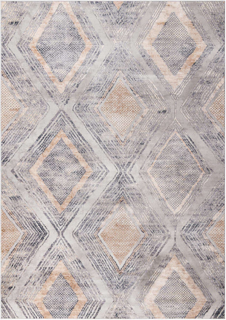 Gray Cream 10' x 14' 1 Caspian Rectangle Area Rug 60% Polypropylene & 40% Polyester With Cotton Backing Modern Chic Carpet for Home Interior Design Decorating for Sale at Rug Engine
