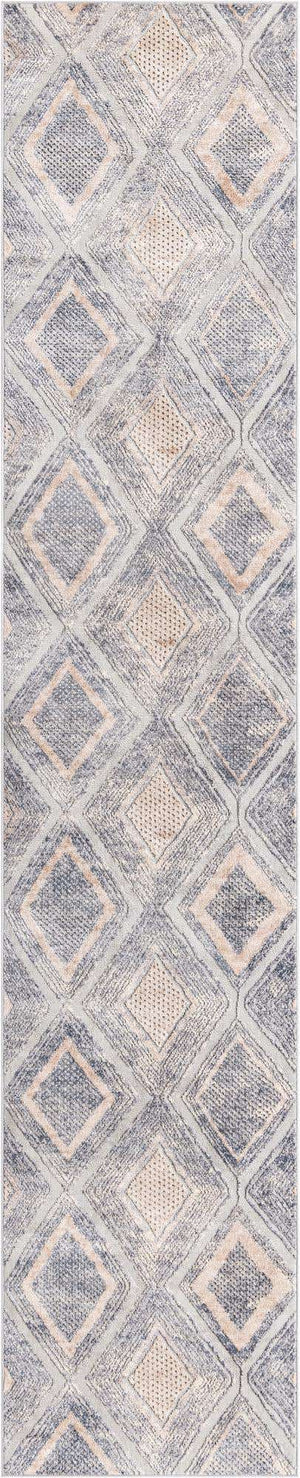 Gray Cream 2' 7 x 13' Caspian Runner Area Rug 60% Polypropylene & 40% Polyester With Cotton Backing Modern Chic Carpet for Home Interior Design Decorating for Sale at Rug Engine