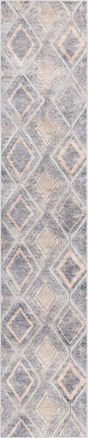 Gray Cream 2' x 8' Caspian Runner Area Rug 60% Polypropylene & 40% Polyester With Cotton Backing Modern Chic Carpet for Home Interior Design Decorating for Sale at Rug Engine