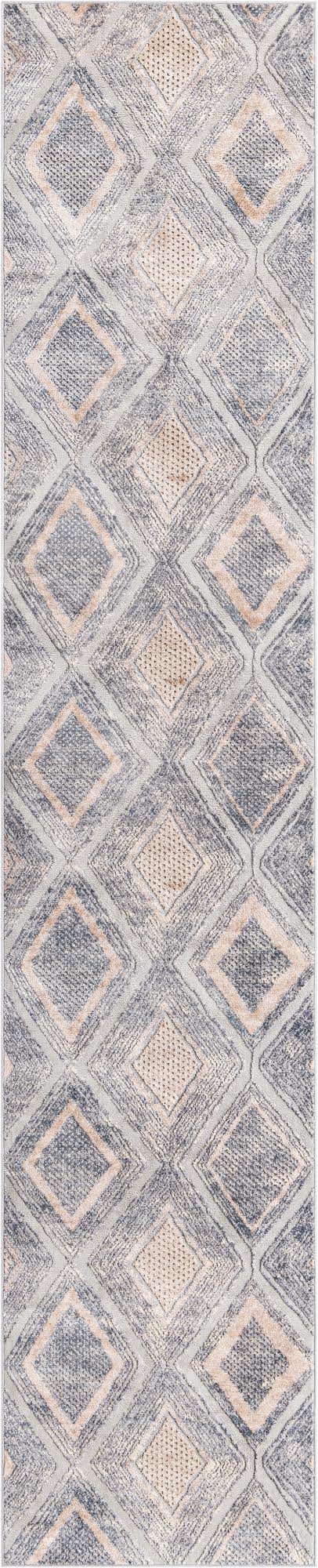 Gray Cream 2' x 8' Caspian Runner Area Rug 60% Polypropylene & 40% Polyester With Cotton Backing Modern Chic Carpet for Home Interior Design Decorating for Sale at Rug Engine