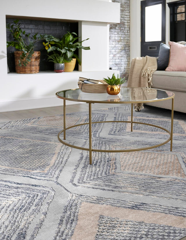 Gray Cream 7' 10 x 7' 10 Caspian Square Area Rug 60% Polypropylene & 40% Polyester With Cotton Backing Modern Chic Carpet for Home Interior Design Decorating for Sale at Rug Engine
