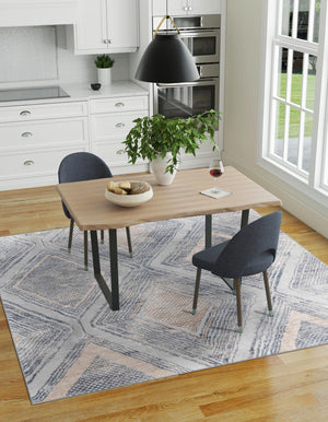 Gray Cream 7' 10 x 7' 10 Caspian Square Area Rug 60% Polypropylene & 40% Polyester With Cotton Backing Modern Chic Carpet for Home Interior Design Decorating for Sale at Rug Engine