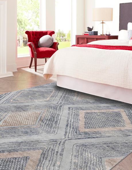 Gray Cream 7' 10 x 7' 10 Caspian Square Area Rug 60% Polypropylene & 40% Polyester With Cotton Backing Modern Chic Carpet for Home Interior Design Decorating for Sale at Rug Engine
