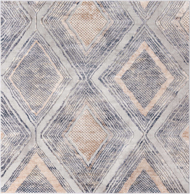 Gray Cream 7' 10 x 7' 10 Caspian Square Area Rug 60% Polypropylene & 40% Polyester With Cotton Backing Modern Chic Carpet for Home Interior Design Decorating for Sale at Rug Engine
