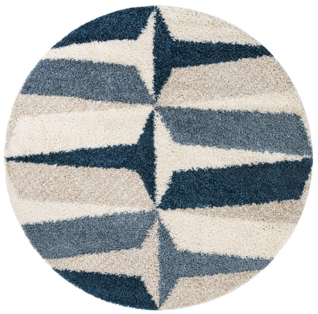 Blue 7' 1 x 7' 1 Hygge Shag Round Area Rug Thick Soft Touch Fluffy & Plush Shaggy Pile 100% Polypropylene With Jute Backing Modern Carpet for Sale at Rug Engine