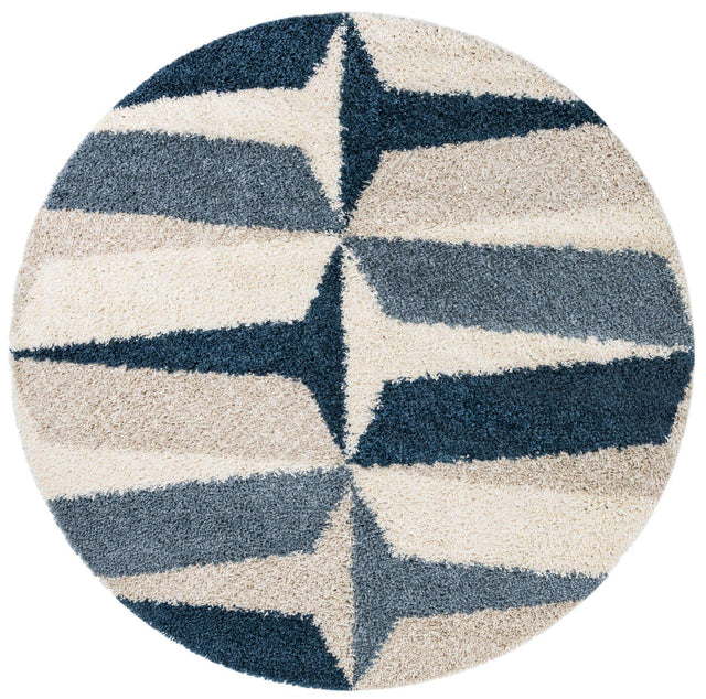 Blue 7' 1 x 7' 1 Hygge Shag Round Area Rug Thick Soft Touch Fluffy & Plush Shaggy Pile 100% Polypropylene With Jute Backing Modern Carpet for Sale at Rug Engine