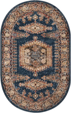 Blue 3' 3 x 5' 3 Utopia Oval Area Rug Traditional Vintage Persian Inspired Vivid Color Durable Carpet for Unique Interiors for Sale at Rug Engine