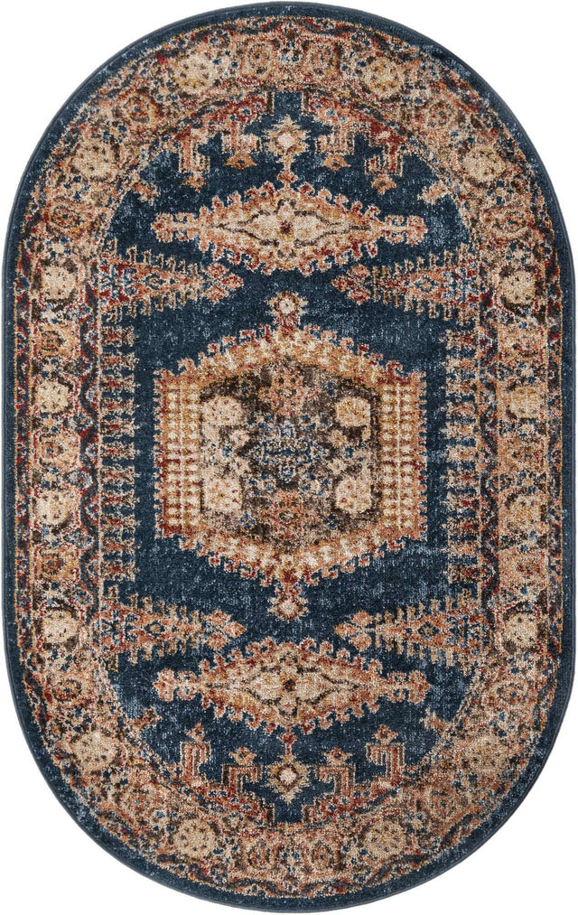 Blue 3' 3 x 5' 3 Utopia Oval Area Rug Traditional Vintage Persian Inspired Vivid Color Durable Carpet for Unique Interiors for Sale at Rug Engine