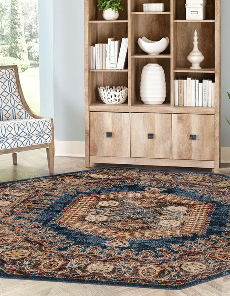Blue 5' 3 x 5' 3 Utopia Octagon Area Rug Traditional Vintage Persian Inspired Vivid Color Durable Carpet for Unique Interiors for Sale at Rug Engine