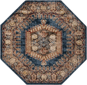 Blue 5' 3 x 5' 3 Utopia Octagon Area Rug Traditional Vintage Persian Inspired Vivid Color Durable Carpet for Unique Interiors for Sale at Rug Engine