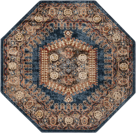 Blue 5' 3 x 5' 3 Utopia Octagon Area Rug Traditional Vintage Persian Inspired Vivid Color Durable Carpet for Unique Interiors for Sale at Rug Engine