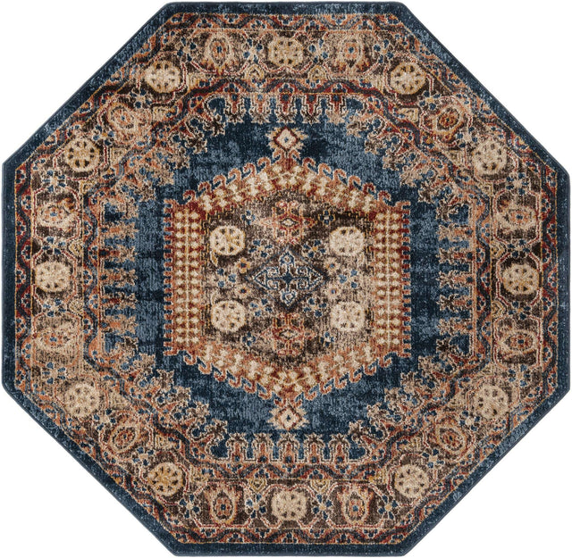 Blue 5' 3 x 5' 3 Utopia Octagon Area Rug Traditional Vintage Persian Inspired Vivid Color Durable Carpet for Unique Interiors for Sale at Rug Engine