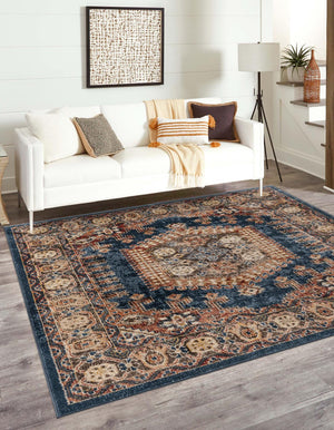 Blue 5' 3 x 5' 3 Utopia Square Area Rug Traditional Vintage Persian Inspired Vivid Color Durable Carpet for Unique Interiors for Sale at Rug Engine
