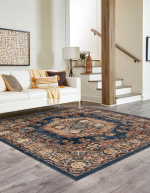 Blue 5' 3 x 5' 3 Utopia Square Area Rug Traditional Vintage Persian Inspired Vivid Color Durable Carpet for Unique Interiors for Sale at Rug Engine