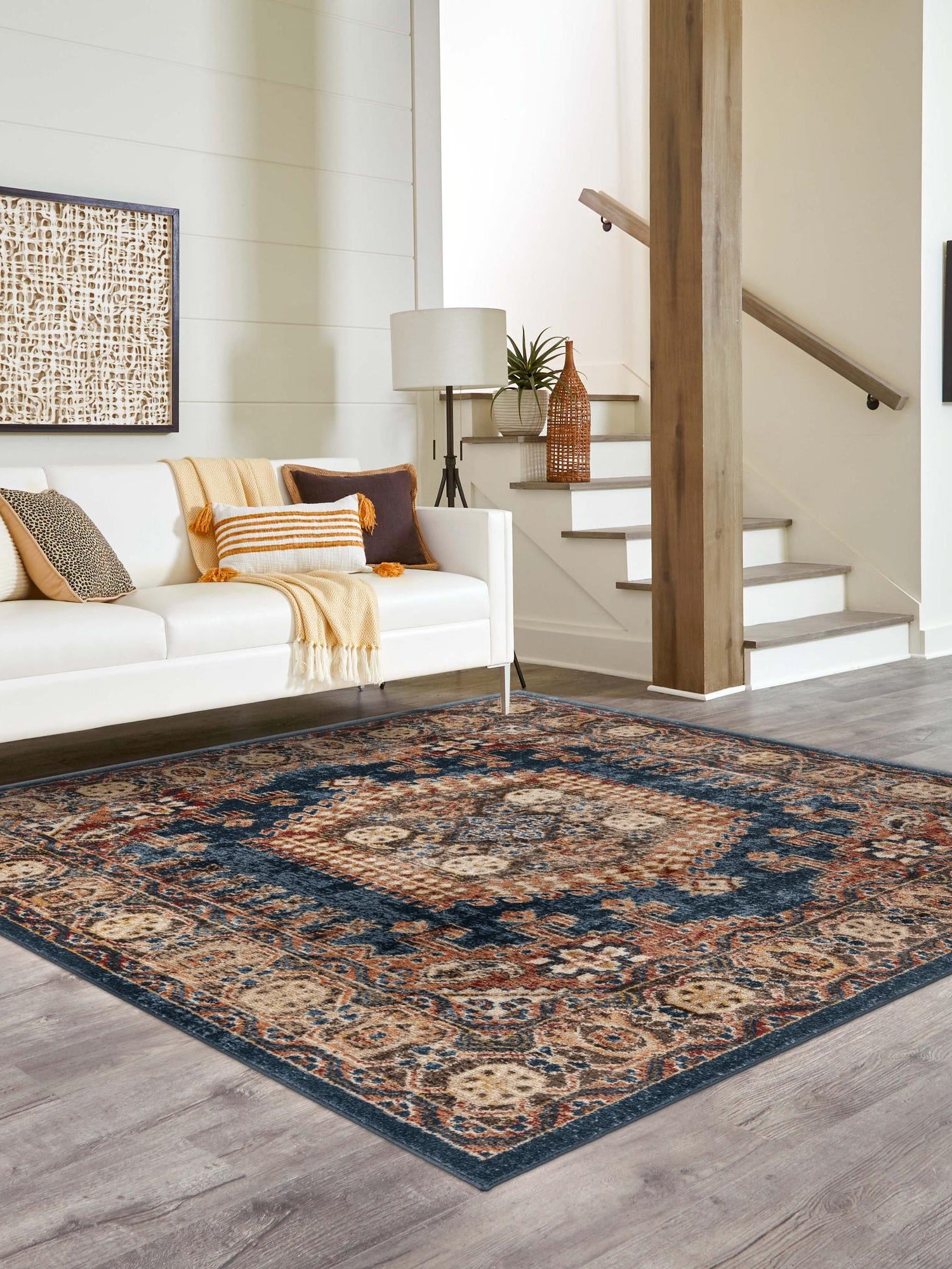 Blue 7' 10 x 7' 10 Utopia Square Area Rug Traditional Vintage Persian Inspired Vivid Color Durable Carpet for Unique Interiors for Sale at Rug Engine