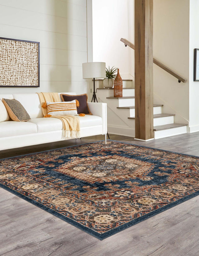 Blue 7' 10 x 7' 10 Utopia Square Area Rug Traditional Vintage Persian Inspired Vivid Color Durable Carpet for Unique Interiors for Sale at Rug Engine
