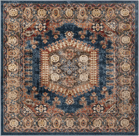 Blue 5' 3 x 5' 3 Utopia Square Area Rug Traditional Vintage Persian Inspired Vivid Color Durable Carpet for Unique Interiors for Sale at Rug Engine