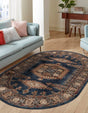 Blue 5' 3 x 8' Utopia Oval Area Rug Traditional Vintage Persian Inspired Vivid Color Durable Carpet for Unique Interiors for Sale at Rug Engine